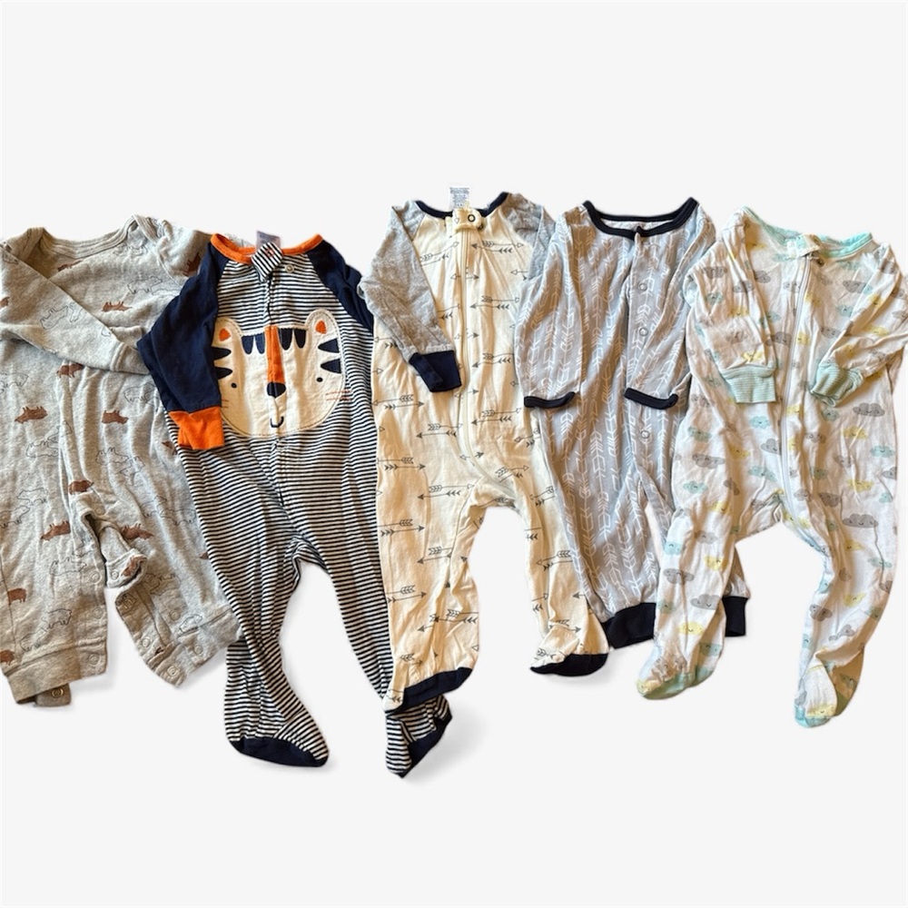 Gerber Kids Pajamas LARGE BUNDLE - Gray, Blue, Orange